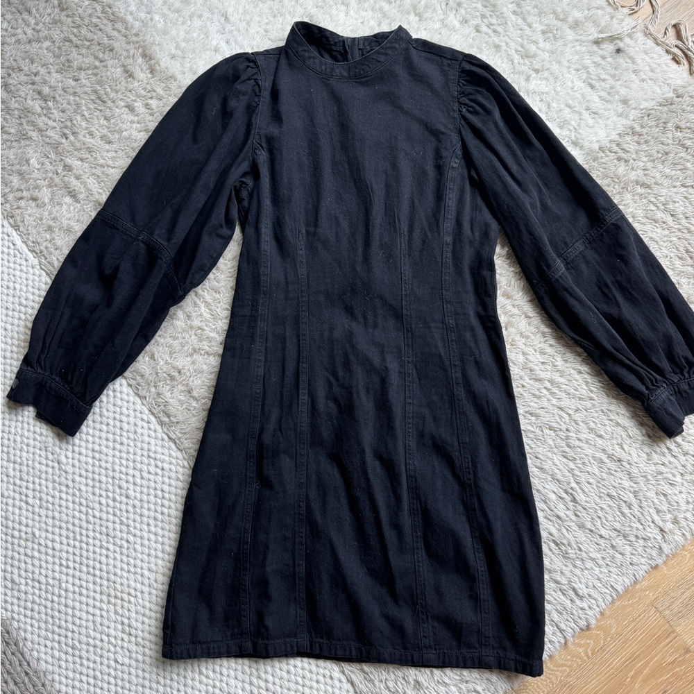 Denim Organic Cotton Black Long Sleeve Dress